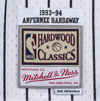 MITCHELL & NESS ANFERNEE PENNY HARDAWAY ORLANDO MAGIC 1993-94 WHITE PIN STRIPE SWINGMAN JERSEY