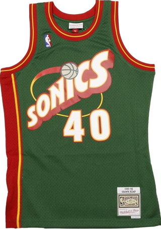MITCHELL & NESS SHAWN KEMP SEATTLE SUPERSONICS 1995-96 GREEN SWINGMAN JERSEY