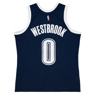 MITCHELL & NESS RUSSELL WESTBROOK OKLAHOMA THUNDER 2015-16 NAVY SWINGMAN JERSEY