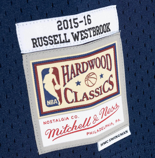 MITCHELL & NESS RUSSELL WESTBROOK OKLAHOMA THUNDER 2015-16 NAVY SWINGMAN JERSEY
