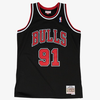 MITCHELL & NESS DENNIS RODMAN CHICAGO BULLS BLACK 1997-98 SWINGMAN JERSEY