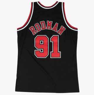 MITCHELL & NESS DENNIS RODMAN CHICAGO BULLS BLACK 1997-98 SWINGMAN JERSEY