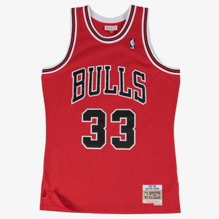 MITCHELL & NESS SCOTTIE PIPPEN CHICAGO BULLS RED 1997-98 WHITE SWINGMAN JERSEY (Copy)