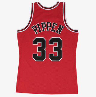 MITCHELL & NESS SCOTTIE PIPPEN CHICAGO BULLS RED 1997-98 WHITE SWINGMAN JERSEY (Copy)