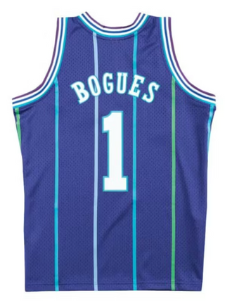 MITCHELL & NESS MUGGSY BOGUES CHARLOTTE HORNETS PURPLE SWINGMAN JERSEY
