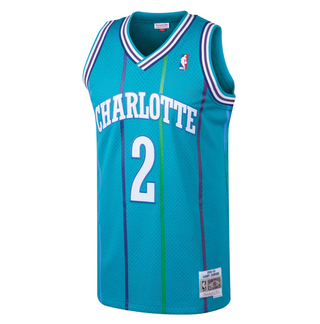 MITCHELL & NESS LARRY JOHNSON CHARLOTTE HORNETS 1992-93 TURQOISE SWINGMAN JERSEY