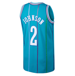 MITCHELL & NESS LARRY JOHNSON CHARLOTTE HORNETS 1992-93 TURQOISE SWINGMAN JERSEY