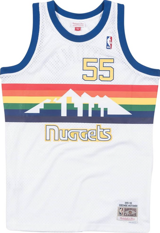 MITCHELL & NESS DIKEMBE MUTOMBO NUGGETS 1991-92 WHITE SWINGMAN JERSEY