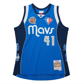 MITCHELL & NESS DIRK NOWITZKI DALLAS MAVERICKS 75 YEARS HOF MVP BLUE SWINGMAN JERSEY (Copy)