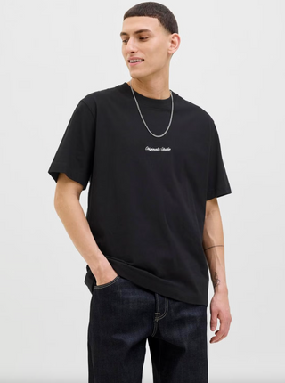 MEN'S JACK & JONES JORNORREBRO EMB BRIGHT BLACK TEE SS CREW NECK NOOS 12282892
