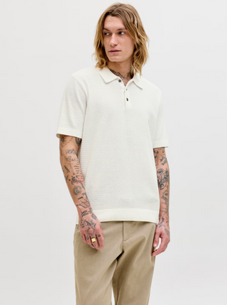 MEN'S JACK & JONES JPRBLURILEY CLOUD DANCER KNIT POLO 12292034