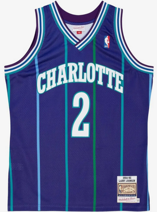 MITCHELL & NESS LARRY JOHNSON CHARLOTTE HORNETS 1994-95 PURPLE SWINGMAN JERSEY