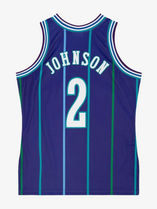 MITCHELL & NESS LARRY JOHNSON CHARLOTTE HORNETS 1994-95 PURPLE SWINGMAN JERSEY