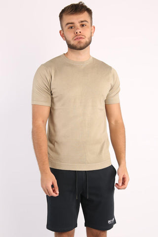 MEN'S ONLY & SONS ONSWYLER LIFE REG KNITTED T-SHIRT "BEIGE" 22022928
