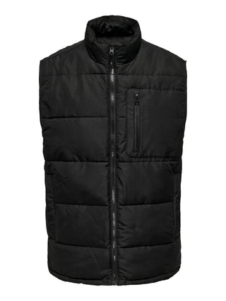 MEN'S ONLY & SONS ONSJAKE QUILTED GILET "BLACK" 22024229