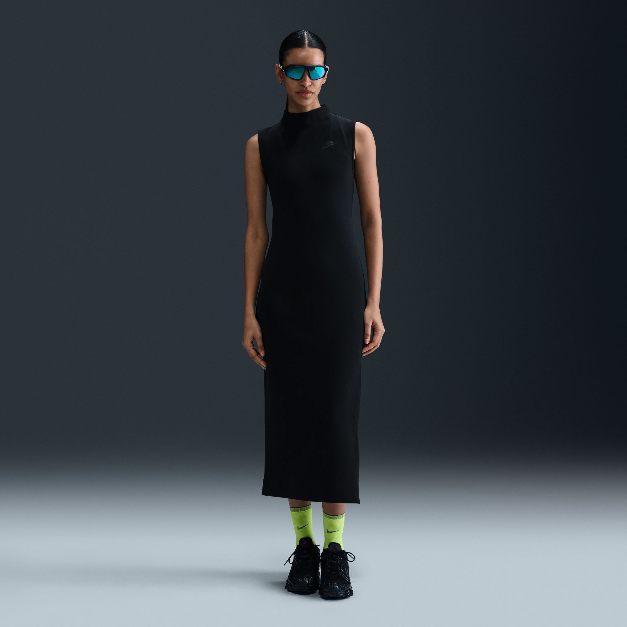 WOMEN'S NIKE SPORTSWEAR TECH FLEECE SLIM MAXI TANK DRESS "BLACK" HJ138 - Sam Tabak WOMEN'S NIKE SPORTSWEAR TECH FLEECE SLIM MAXI TANK DRESS "BLACK" HJ138 - Sam Tabak