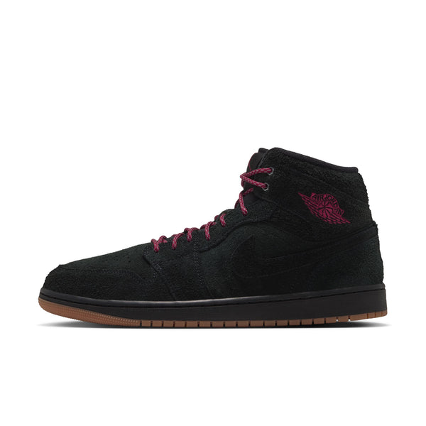 MEN'S AIR JORDAN 1 MID SE "BLACK/TEAM RED-GUM MED BROWN" IQ5491-001